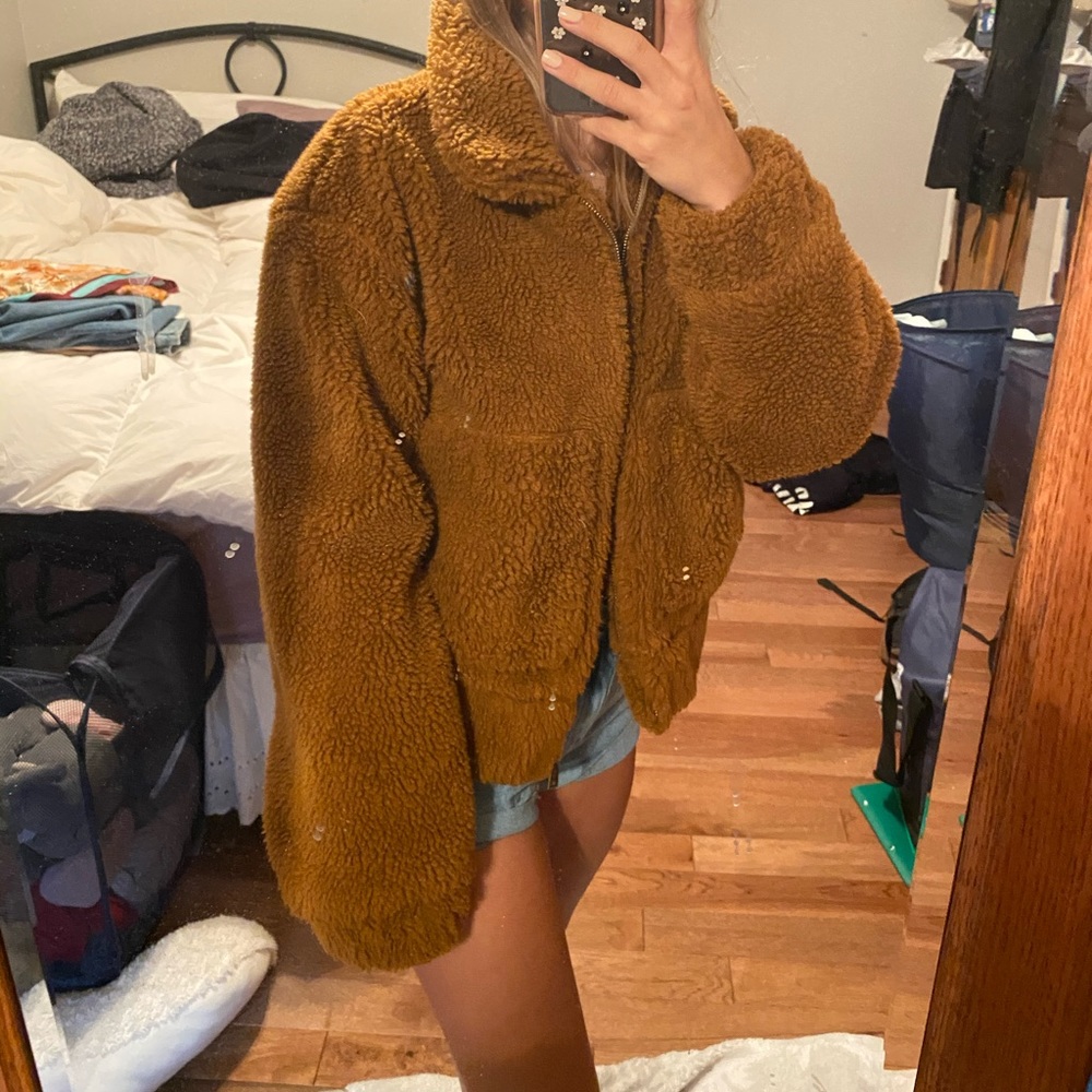 brown fur jacket